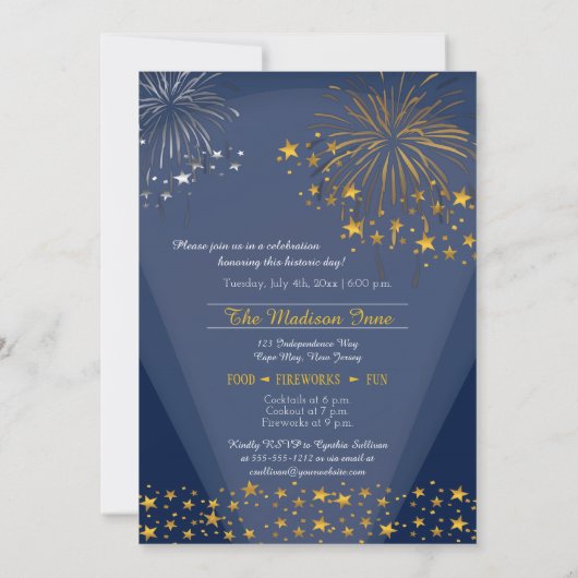 Glam Fireworks Status of Liberty June 4th Party Kaart (Achterkant)