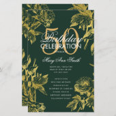 Glam Floral 50e verjaardag Programma Gold Green Me (Voorkant / Achterkant)