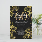 Glam Floral 60e verjaardag Programma Gold Black Me (Staand voorkant)