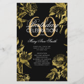 Glam Floral 60e verjaardag Programma Gold Black Me Flyer (Voorkant)