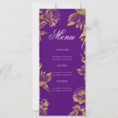 Glam Floral 60th Birthday Program Gold Paars Menu Kaart (Achterkant)