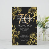 Glam Floral 70e verjaardag Programma Gold Black Me (Staand voorkant)