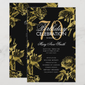 Glam Floral 70e verjaardag Programma Gold Black Me (Voorkant / Achterkant)