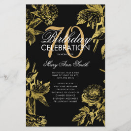 Glam Floral 70e verjaardag Programma Gold Black Me Flyer