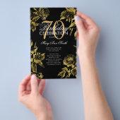Glam Floral 70e verjaardag Programma Gold Black Me Flyer (Hand)