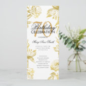 Glam Floral 70e verjaardag Programma Gold Menu (Staand voorkant)