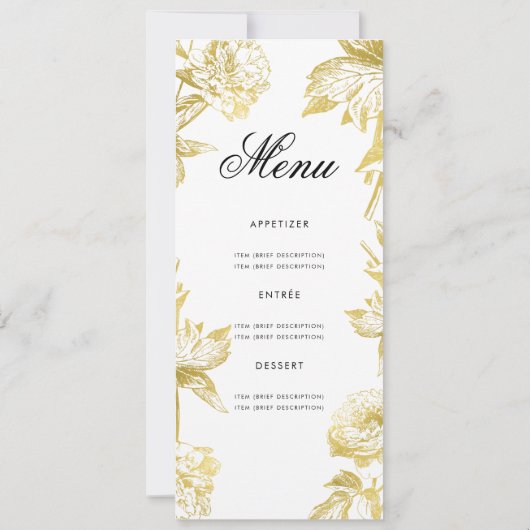 Glam Floral 70e verjaardag Programma Gold Menu (Achterkant)