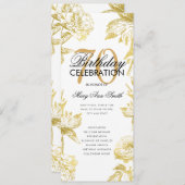 Glam Floral 70e verjaardag Programma Gold Menu (Voorkant / Achterkant)