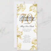 Glam Floral 70e verjaardag Programma Gold Menu (Voorkant)