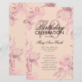Glam Floral 70th Birthday Programme Roos Gold Blus (Voorkant / Achterkant)