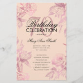 Glam Floral 70th Birthday Programme Roos Gold Blus (Voorkant)