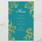 Glam Floral 80e Verjaardagsprogramma Gold Blauwgro Flyer (Achterkant)