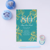 Glam Floral 80e Verjaardagsprogramma Gold Blauwgro Flyer (Enkel)