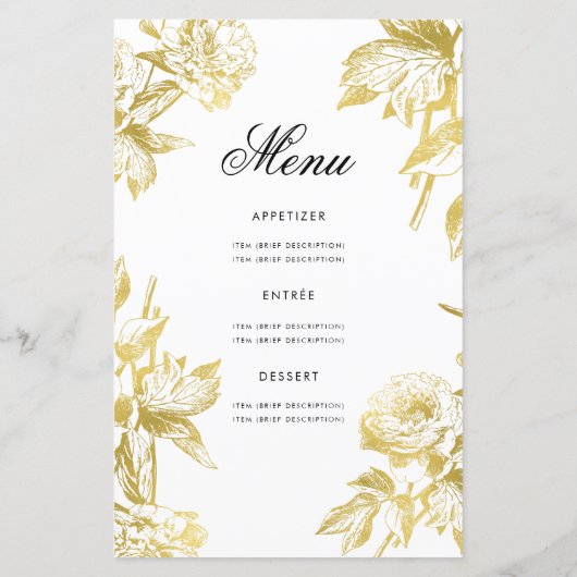 Glam Floral 80e Verjaardagsprogramma Gold Menu (Achterkant)