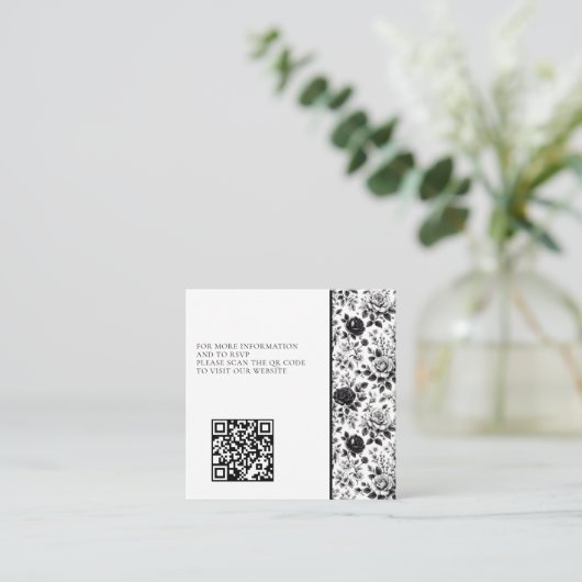 Glam Floral Foto QR Code Enclosure Kaart (Staand voorkant)