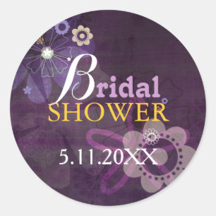 Glam Floral Paars Vrijgezellenfeest Ronde Sticker