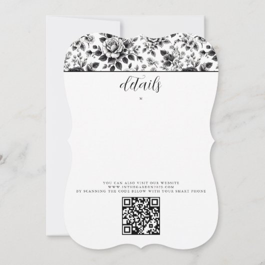  Glam Floral QR-code en details bruiloft Kaart (Achterkant)