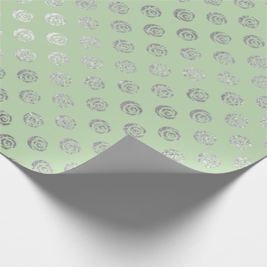 Glam Floral Rozen Mint Green Silver Vip Cadeaupapier (Hoek)