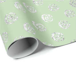 Glam Floral Rozen Mint Green Silver Vip Cadeaupapier