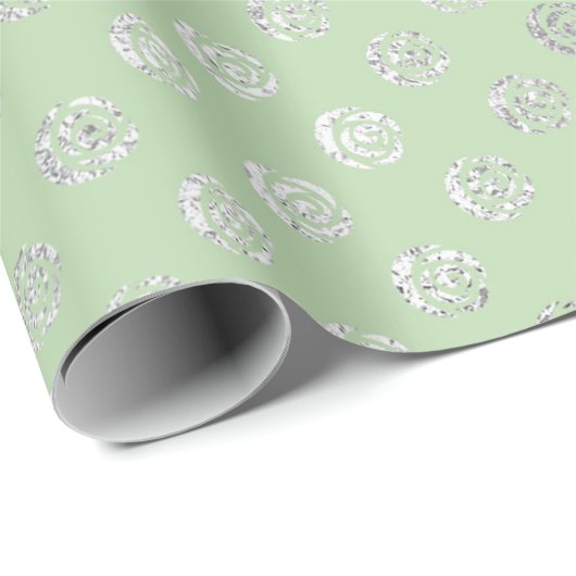 Glam Floral Rozen Mint Green Silver Vip Cadeaupapier (Rol Hoek)
