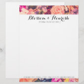 Glam Floral Rozen Trendy Modern Florist & Boutique Gepersonaliseerd Briefhoofd (Voorkant / Achterkant)