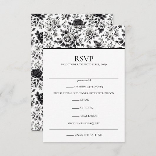 Glam Floral RSVP Kaartje (Voorkant / Achterkant)