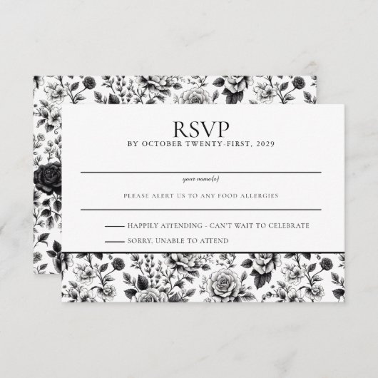  Glam Floral RSVP Kaartje (Voorkant / Achterkant)