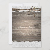 Glam Floral Rustic Wood & Lace Barn Wedding Kaart (Achterkant)