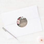 Glam Floral Rustic Wood & Lace Barn Wedding Ronde Sticker (Envelop)