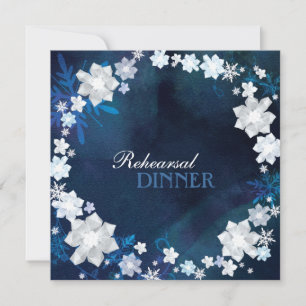 Glam Floral Wreath Winter Wedding Rehearsal Dinner Kaart