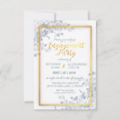 Glam Flower Gold Lijst Calligraphy Verloving Card Kaart (Voorkant)