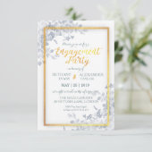 Glam Flower Gold Lijst Calligraphy Verloving Card Kaart (Staand voorkant)