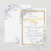 Glam Flower Gold Lijst Calligraphy Verloving Card Kaart (Voorkant / Achterkant)