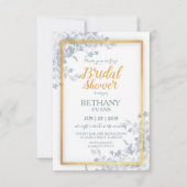 Glam Flower Gold Lijst Calligraphy Vrijgezellenfee Kaart (Voorkant)