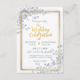 Glam Flowers Gold Lijst Calligrafie Wedding Invite Kaart