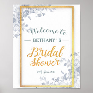 Glam Flowers Gold Lijst Vrijgezellenfeest Sign Poster