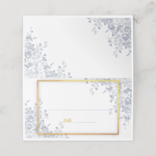 Glam Flowers Gold Lijst Wedding Place Card Plaatskaartje (Buitenkant ongevouwen)