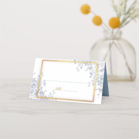 Glam Flowers Gold Lijst Wedding Place Card Plaatskaartje (Voorkant)