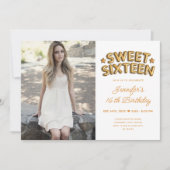 Glam Foto Goud Wit Ballonnen Zoet 16 Kaart (Voorkant)