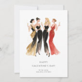 Glam Four Pretty Elegant Ladies Galentine's Day Kaart (Voorkant)