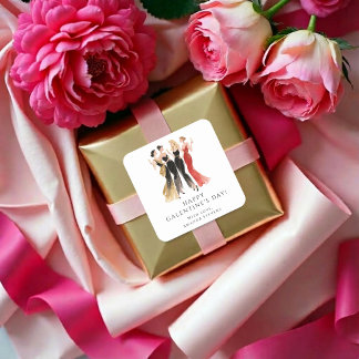 Glam Four Pretty Elegant Ladies Galentine's Day Vierkante Sticker