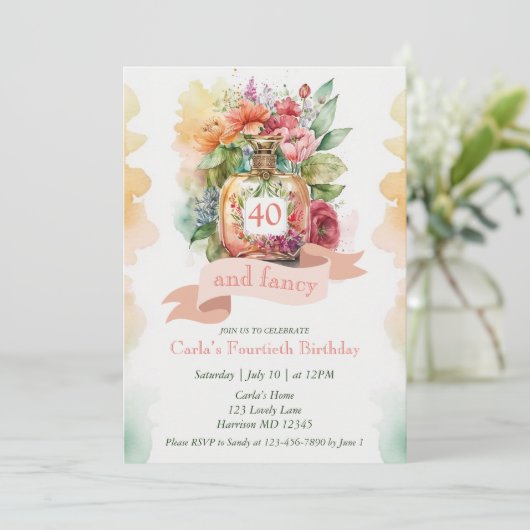 Glam Fourty en Fancy Fabulous Birthday Kaart (Staand voorkant)