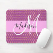 Glam Fuchsia Metallic Pink Honeycomb Monogram Naam Muismat (Met muis)