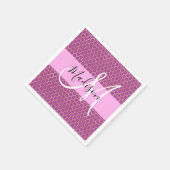 Glam Fuchsia Metallic Pink Honeycomb Monogram Naam Servet (Hoek)