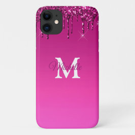 Glam & Fuchsia Ombre Glitter Gepersonaliseerd Mono Case-Mate iPhone Case