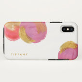 Glam Fuchsia Pink and Gold Circles op wit Case-Mate iPhone Case (Achterkant (horizontaal))