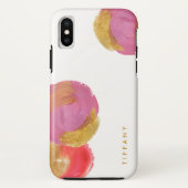 Glam Fuchsia Pink and Gold Circles op wit Case-Mate iPhone Case (Achterkant)