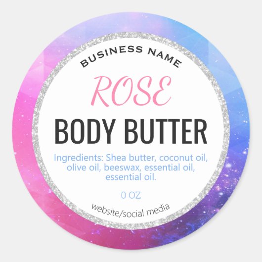 Glam Galaxy Glitter Body Butter Labels (Voorkant)