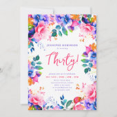 Glam Garden Waterverf 30e geboortedag Kaart (Voorkant)