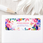 Glam Garden Waterverf Bloemen Verjaardagsfeest Etiket (Insitu)